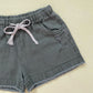 Secondhand Green Denim Tie Front Frayed Hem Shorts, Size XS