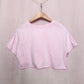Reworked Nike Swoosh Pink Distressed Crop Tee, Size Large