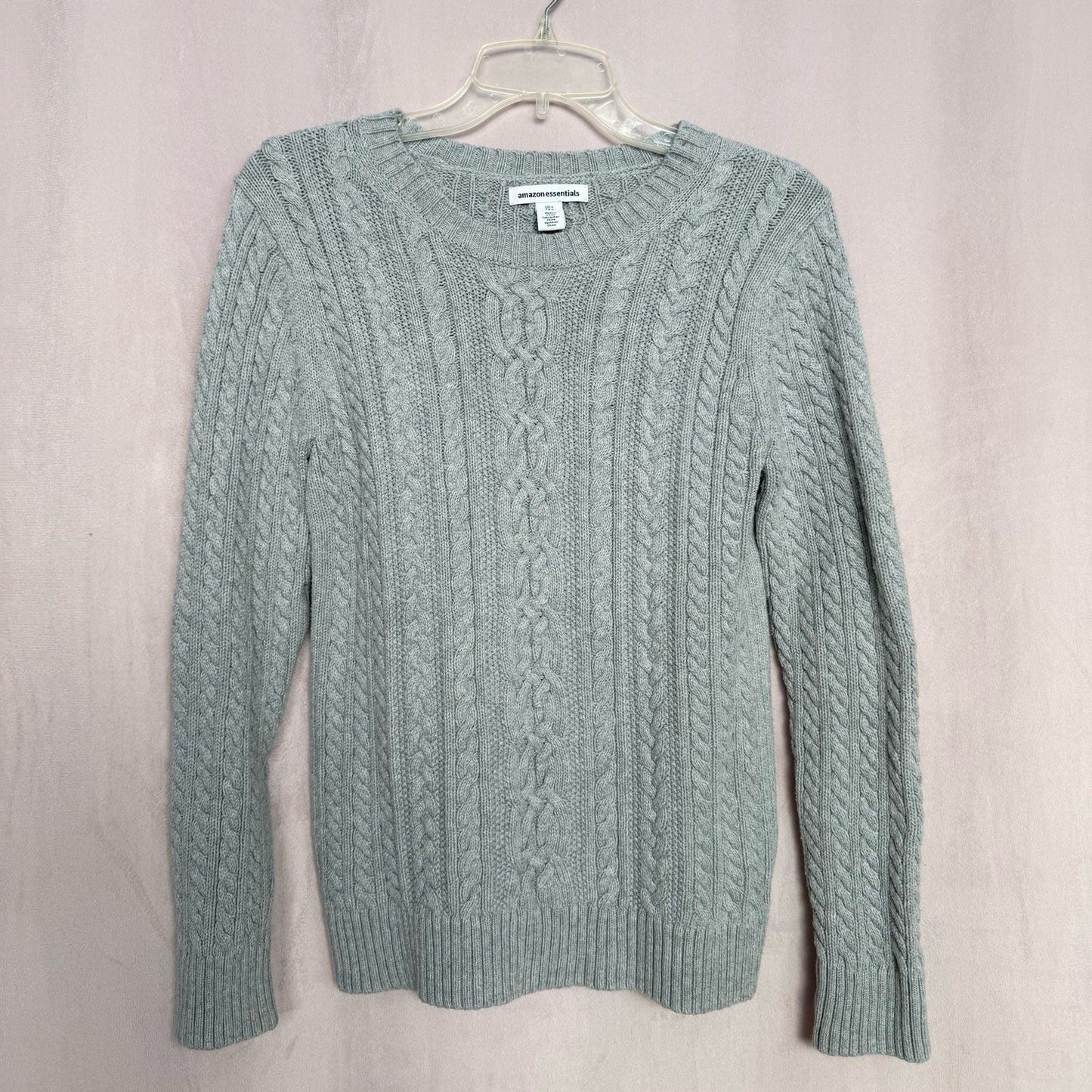 Secondhand Amazon Essentials Gray Cable Knit Sweater, Size Small