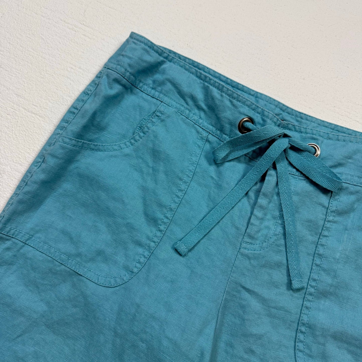 Secondhand INC International Concepts Aqua Blue Linen Pants, Size 8