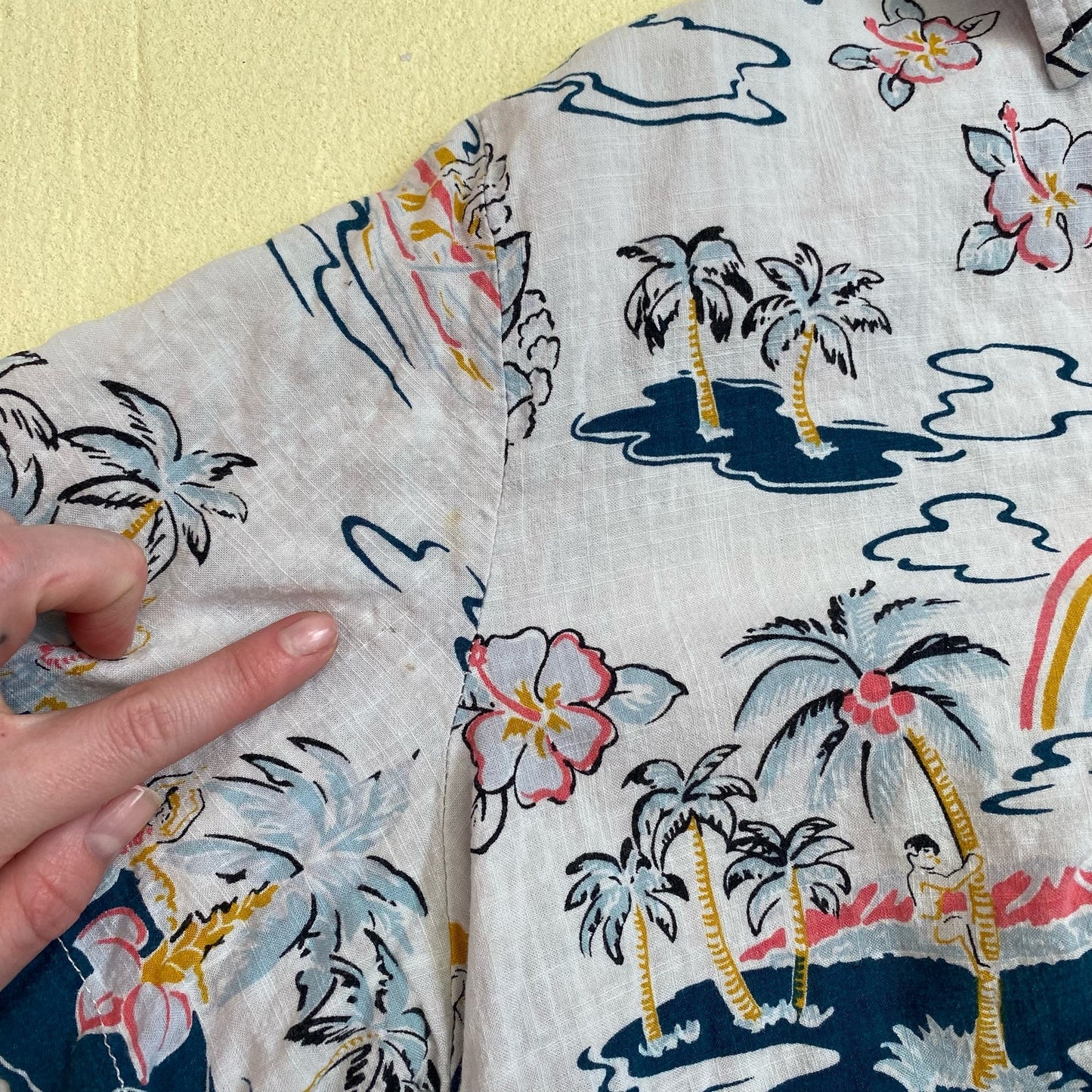 Upcycled Crop Hawaiian Shirt & Scrunchie Set, Size Medium
