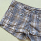 Y2K Fragile Plaid Floral Low Rise Shorts, Size 7