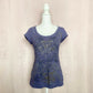 Y2K RXB Rhinestone Fleur De Lis Short Sleeve Top, Size Medium