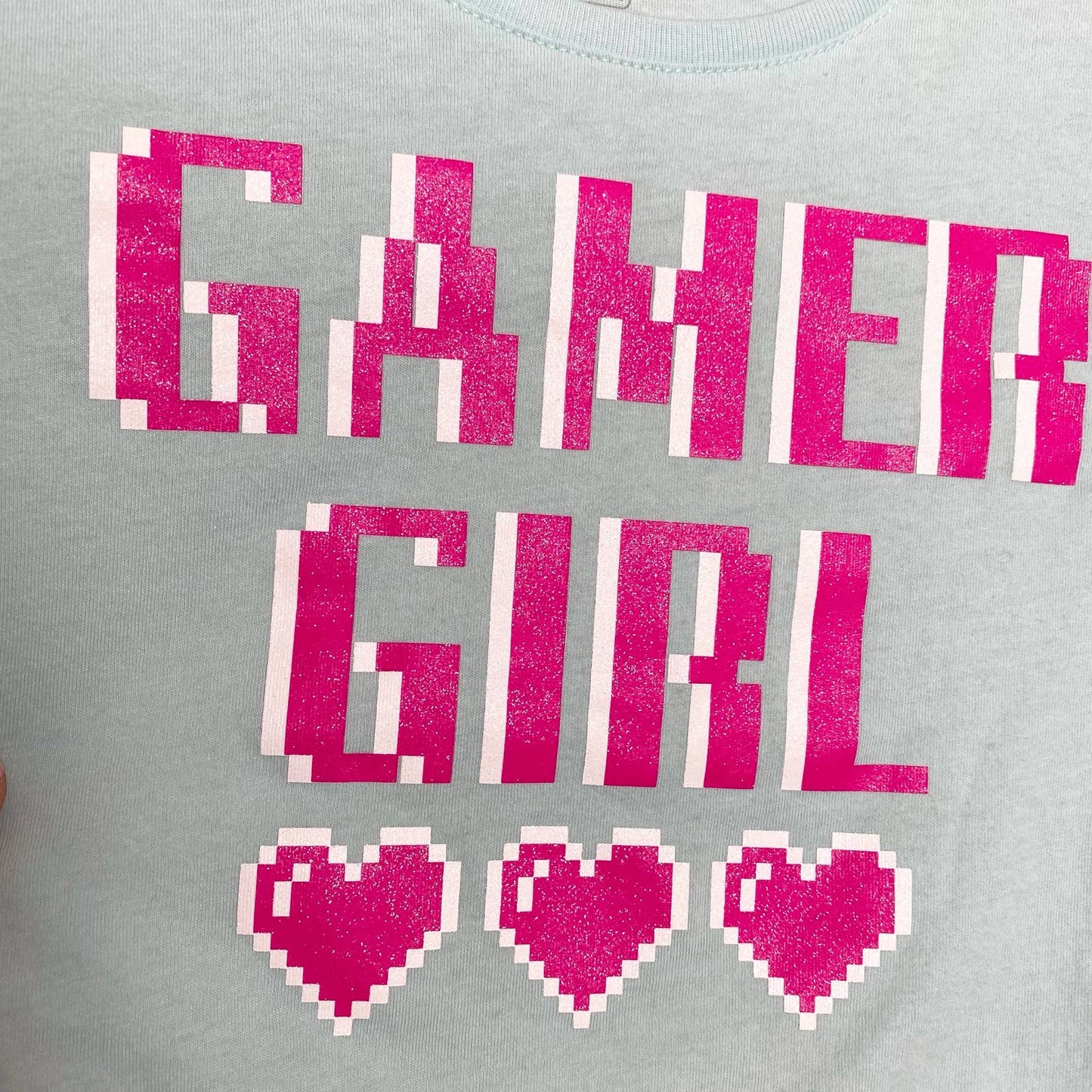 Reworked Gamer Girl Crop Baby Tee, Size XS