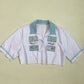 Upcycled Vintage Embroidered Crop Button Up Shirt, Size Large