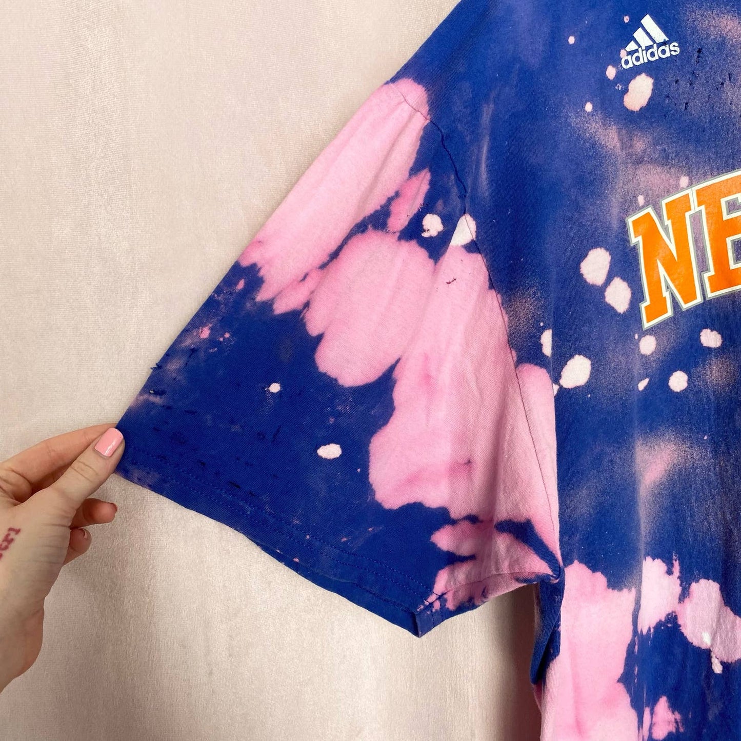 Upcycled Adidas New York Knicks Distressed T-Shirt, Size 2X
