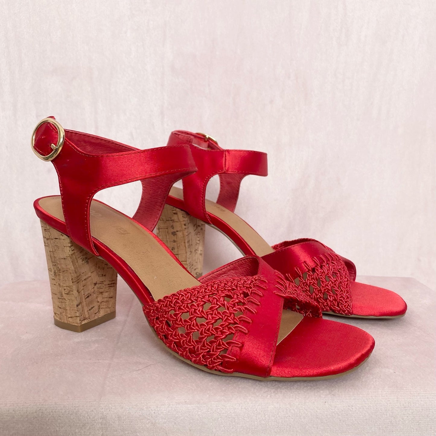 Secondhand Anthropologie Farylrobin Red Cork Sandal Heels, Size 7