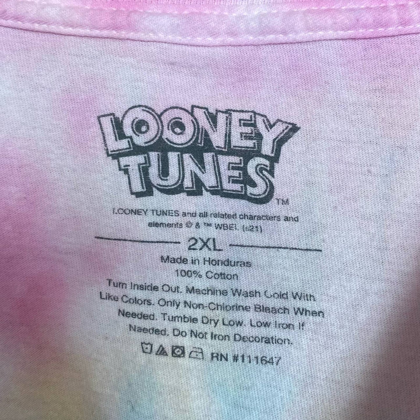 Reworked Looney Tunes Tie Dye Crop Tee, Size 2XL