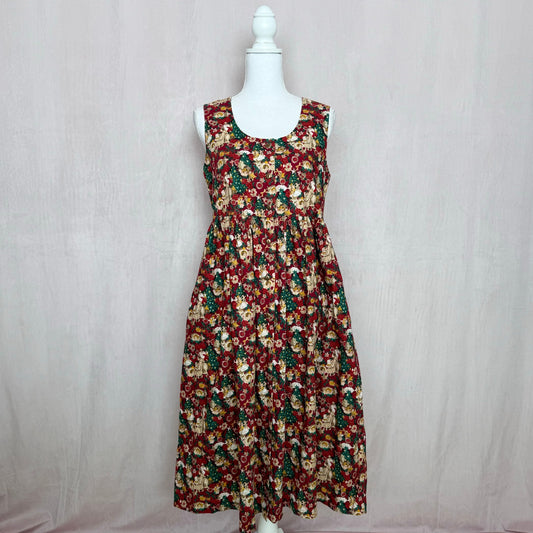 Vintage Christmas Angel Button Front Dress, Size Large
