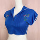 Upcycled Vintage Embroidered Button Front Crop Top, Size Small