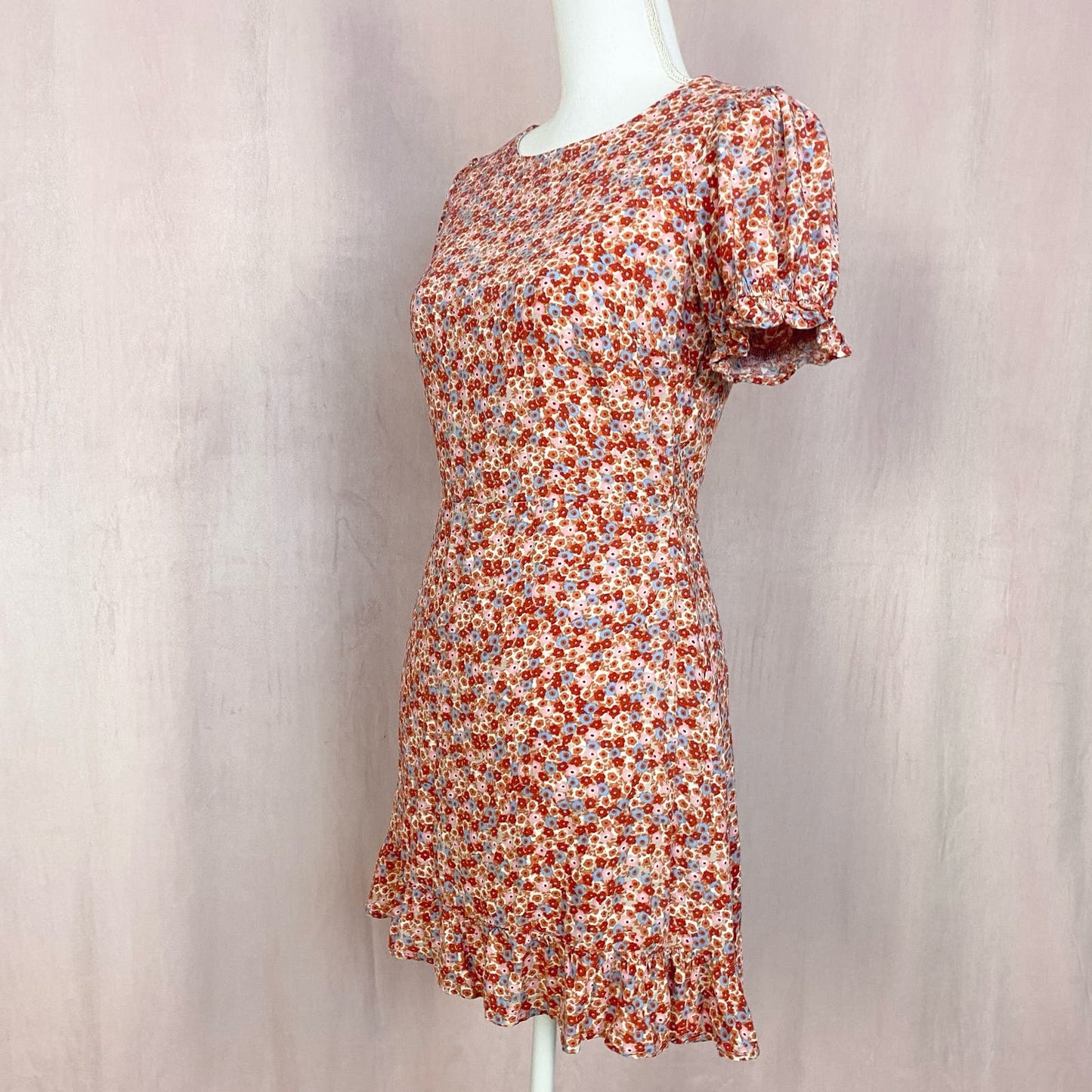 Secondhand Francesca’s Mandie Ditsy Floral Ruffled Mini Dress, Size Medium