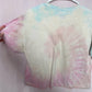 Upcycled Cat Unicorn Distressed Tie Dye Crop Tee, Size Medium