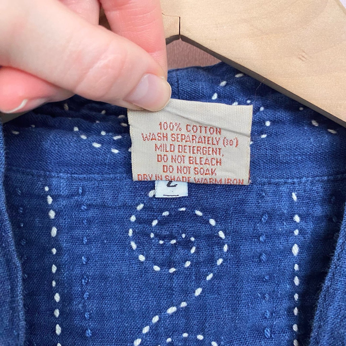 Vintage Blue Denim Button Down Oversized Jacket, Size Large