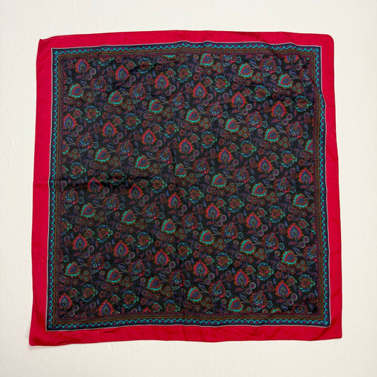 Vintage Silk Floral Square Scarf
