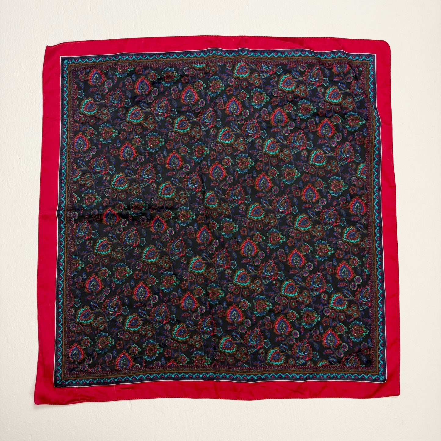 Vintage Silk Floral Square Scarf