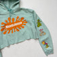 Reworked Nickelodeon Characters Crop Hoodie Green Graphic Retro 90s Y2K M