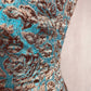 Secondhand Aqua Metallic Rose Gold Blue Floral Formal Dress, Size 0