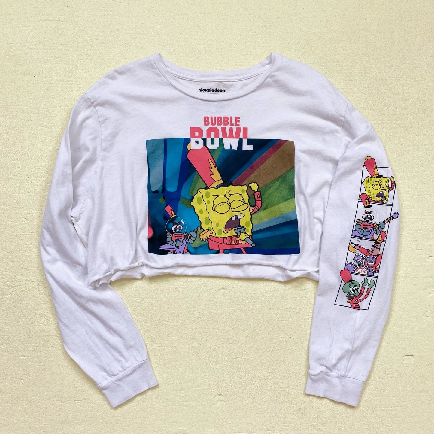 Reworked Spongebob Bubble Bowl Crop Long Sleeve, Size 3XL