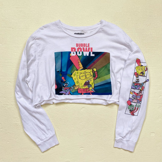 Reworked Spongebob Bubble Bowl Crop Long Sleeve, Size 3XL