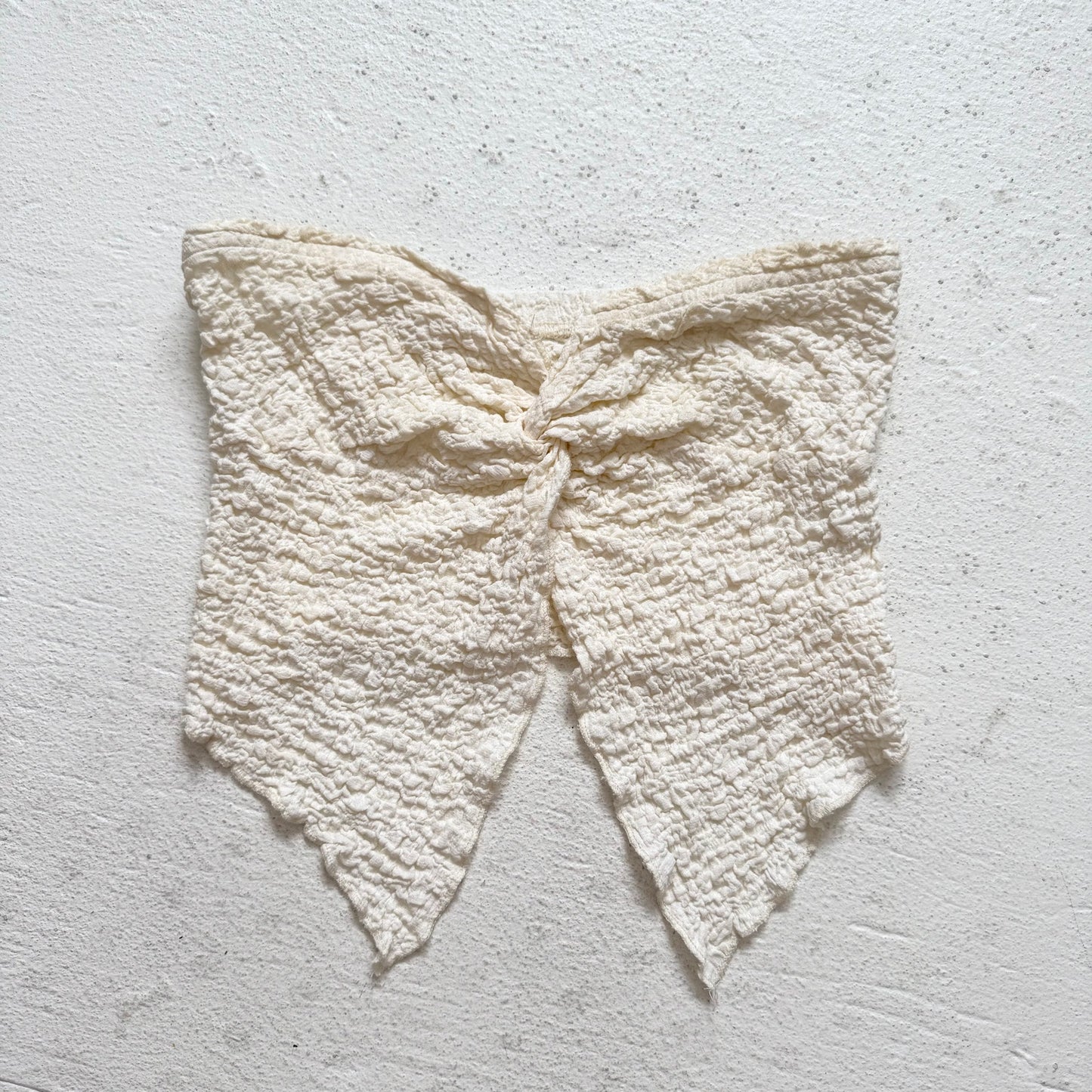 Secondhand Cream Crinkle Knot Strapless Crop Top, Size Small