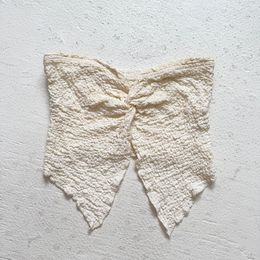 Secondhand Cream Crinkle Knot Strapless Crop Top, Size Small