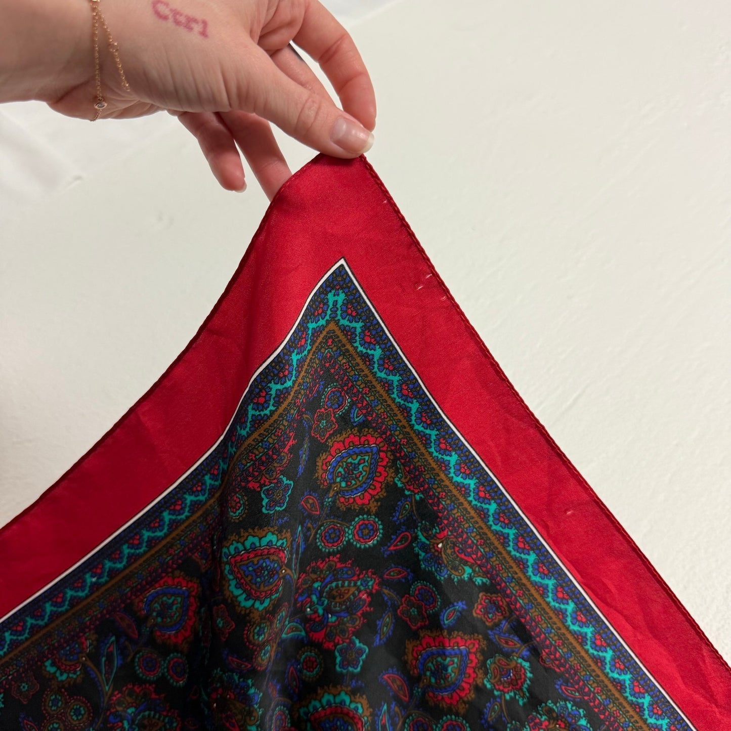 Vintage Silk Floral Square Scarf
