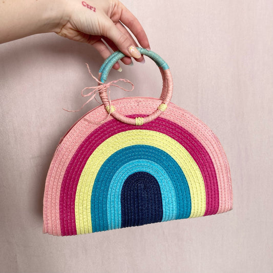 Secondhand Colorful Rainbow Straw Hand Bag Mini Purse