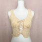 Secondhand Sky & Sparrow Yellow Floral Lace Up Ruffle Crop Top, Size Medium