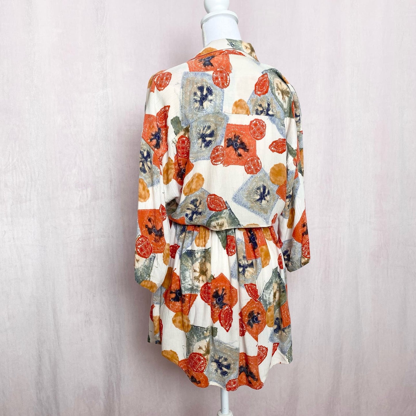 Upcycled Vintage Button Front Two Piece Skirt Set, Size S/M