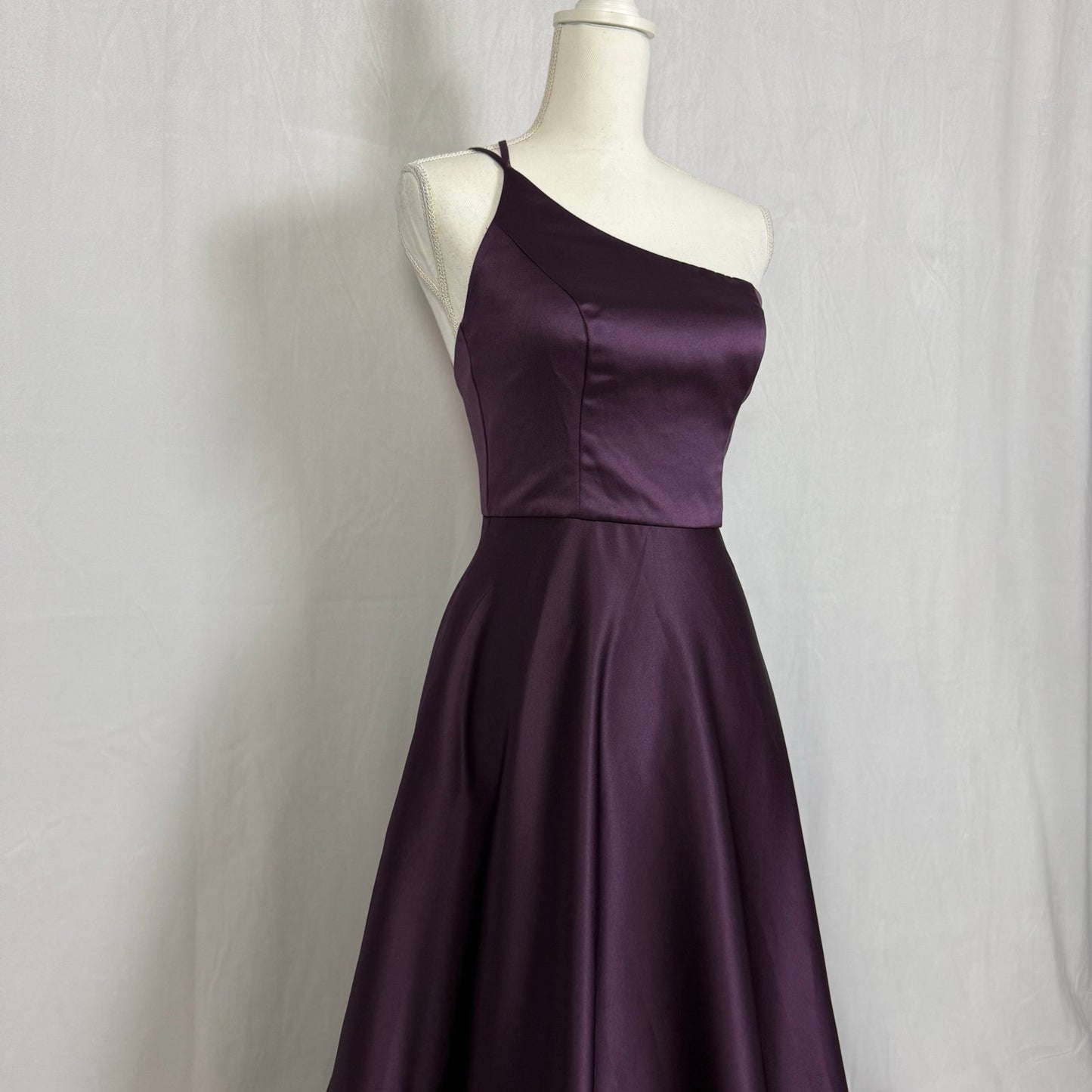 Secondhand David's Bridal One Shoulder Purple Satin Bridesmaid Dress, Size 2