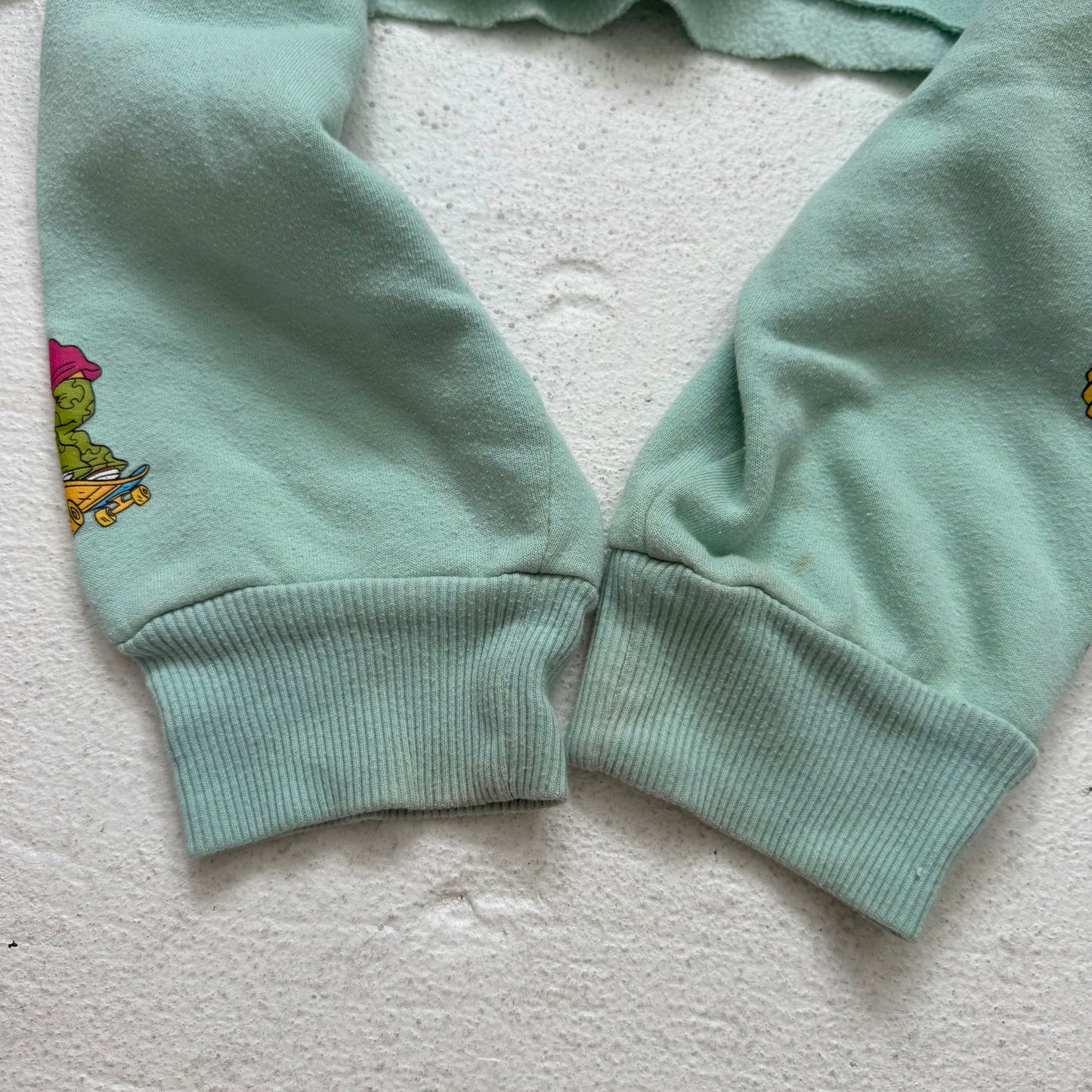 Reworked Nickelodeon Characters Crop Hoodie Green Graphic Retro 90s Y2K M