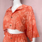 Upcycled Hawaiian Crop Button Up Shirt & Skirt Set, Size Large