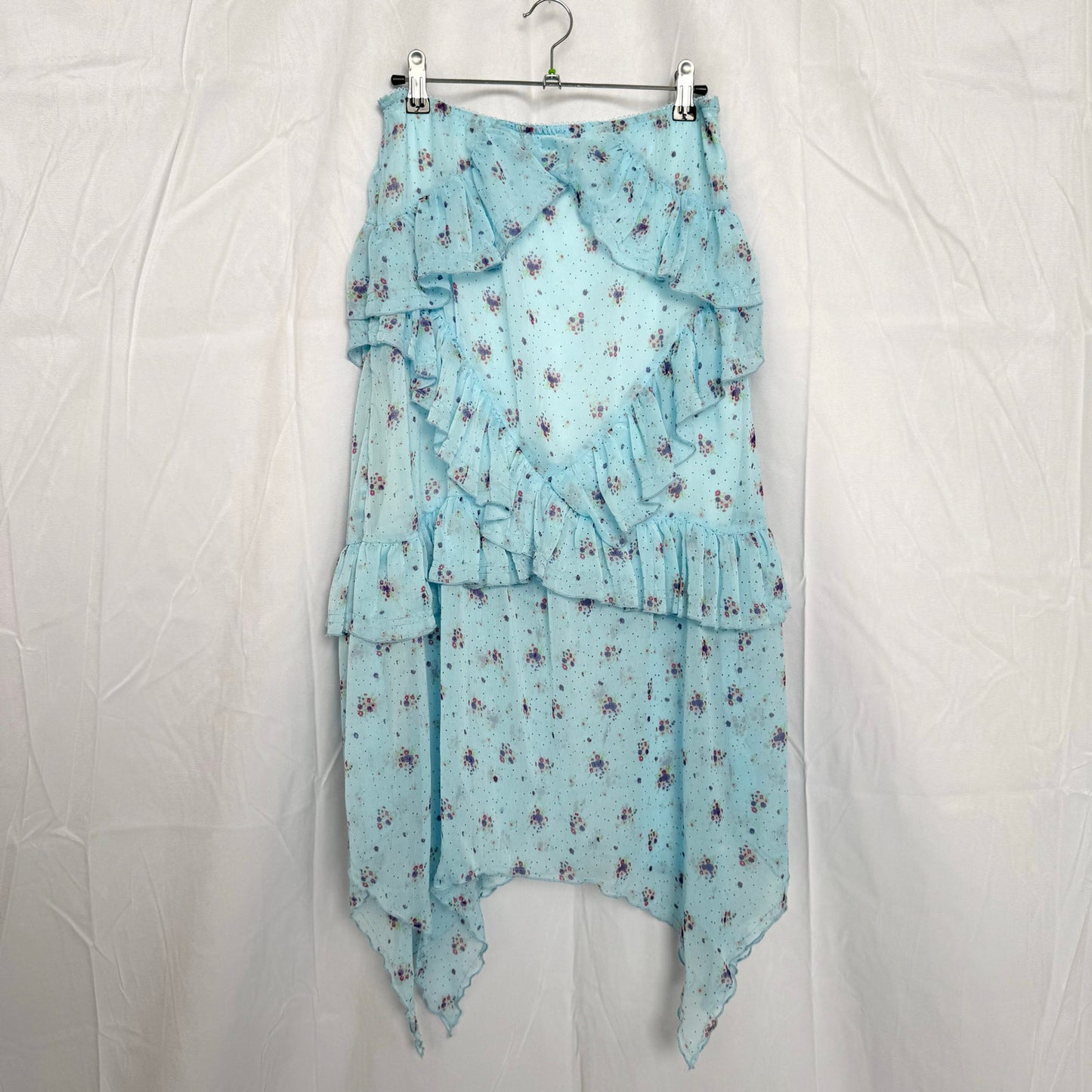 Secondhand Urban Outfitters Tuli Ruffle Midi Skirt in Blue, Size Medium