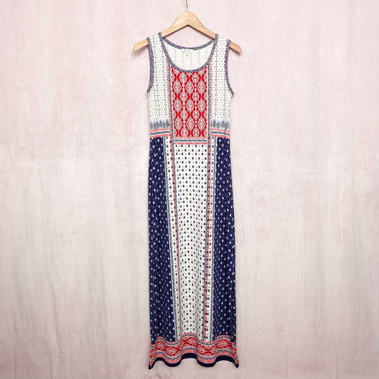 Secondhand Max Studio Red White & Blue Boho Print Maxi Dress, Size XS