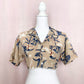 Upcycled Crop Hawaiian Shirt Button Up, Size S/M