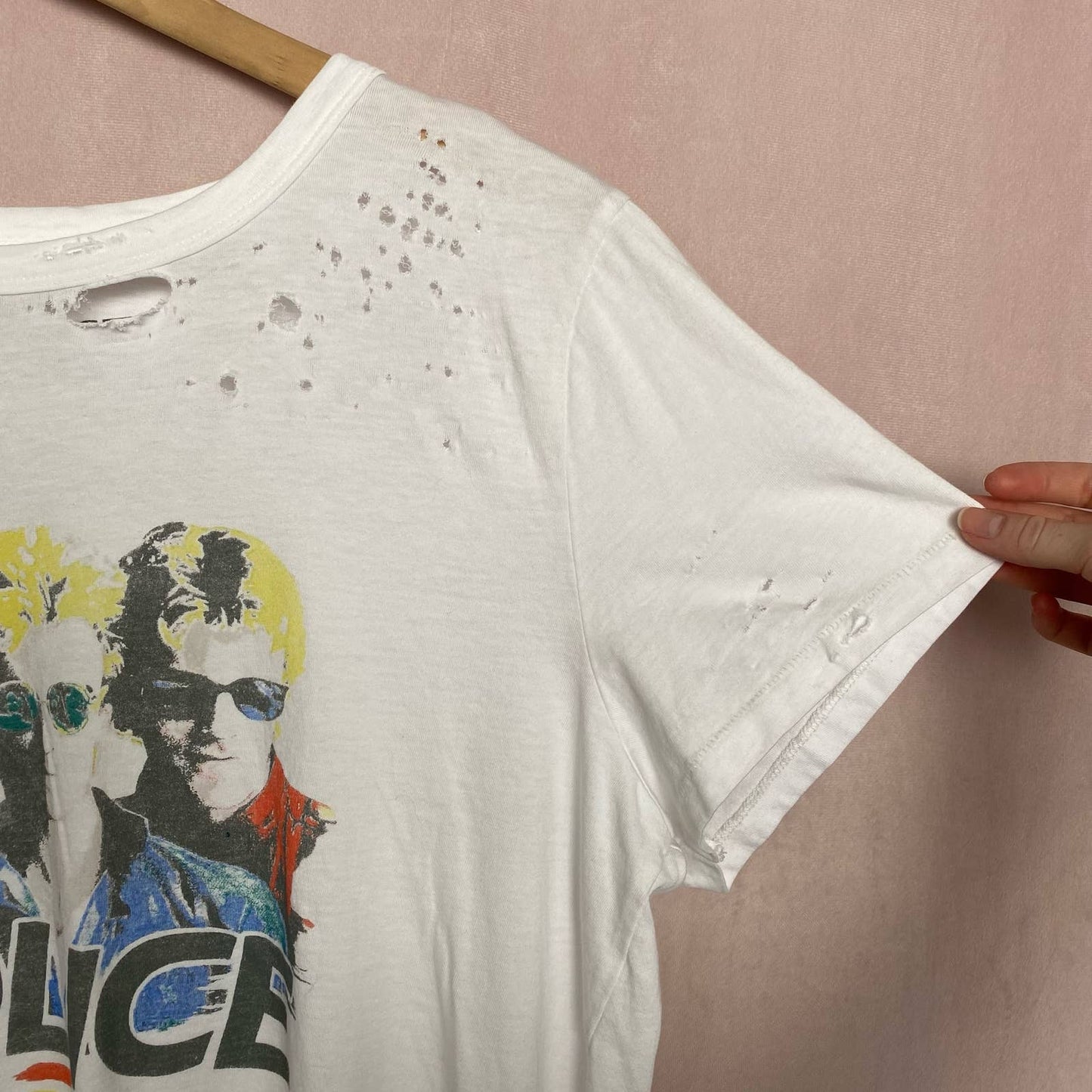 Reworked The Police x Lucky Brand Distressed Tee, Size XL