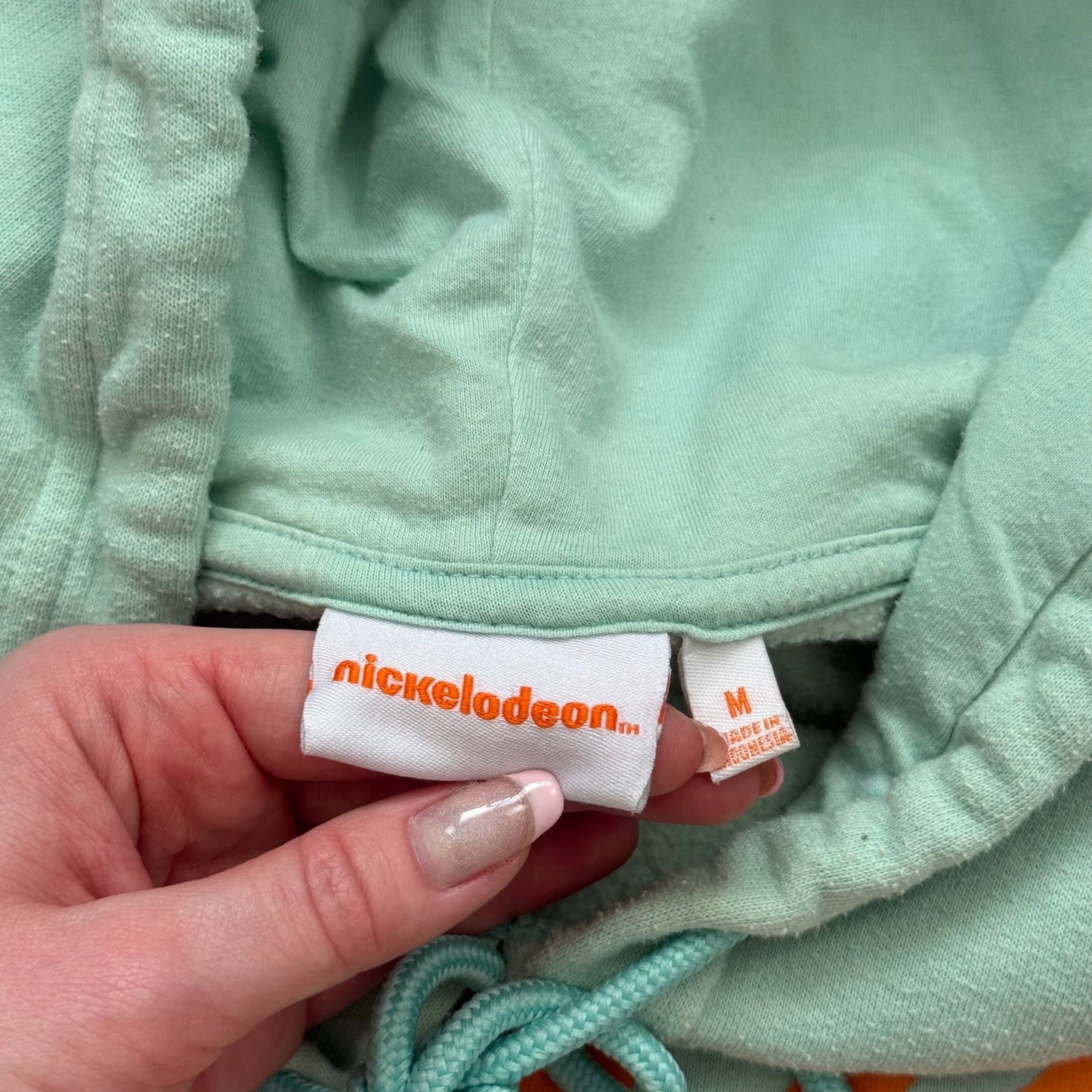 Reworked Nickelodeon Characters Crop Hoodie Green Graphic Retro 90s Y2K M