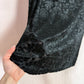 Secondhand DKNY Black Velvet Floral Mesh Short Sleeve Top, Size Medium