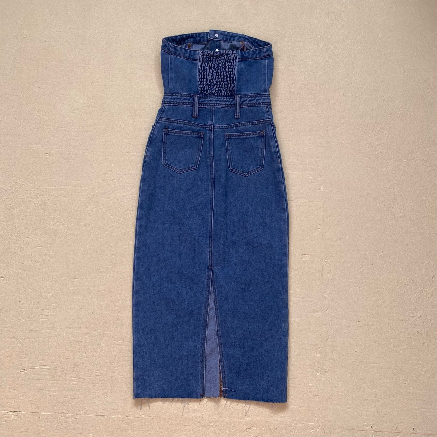 Secondhand Sincerely Jules Button Front Denim Tube Dress, Size XS