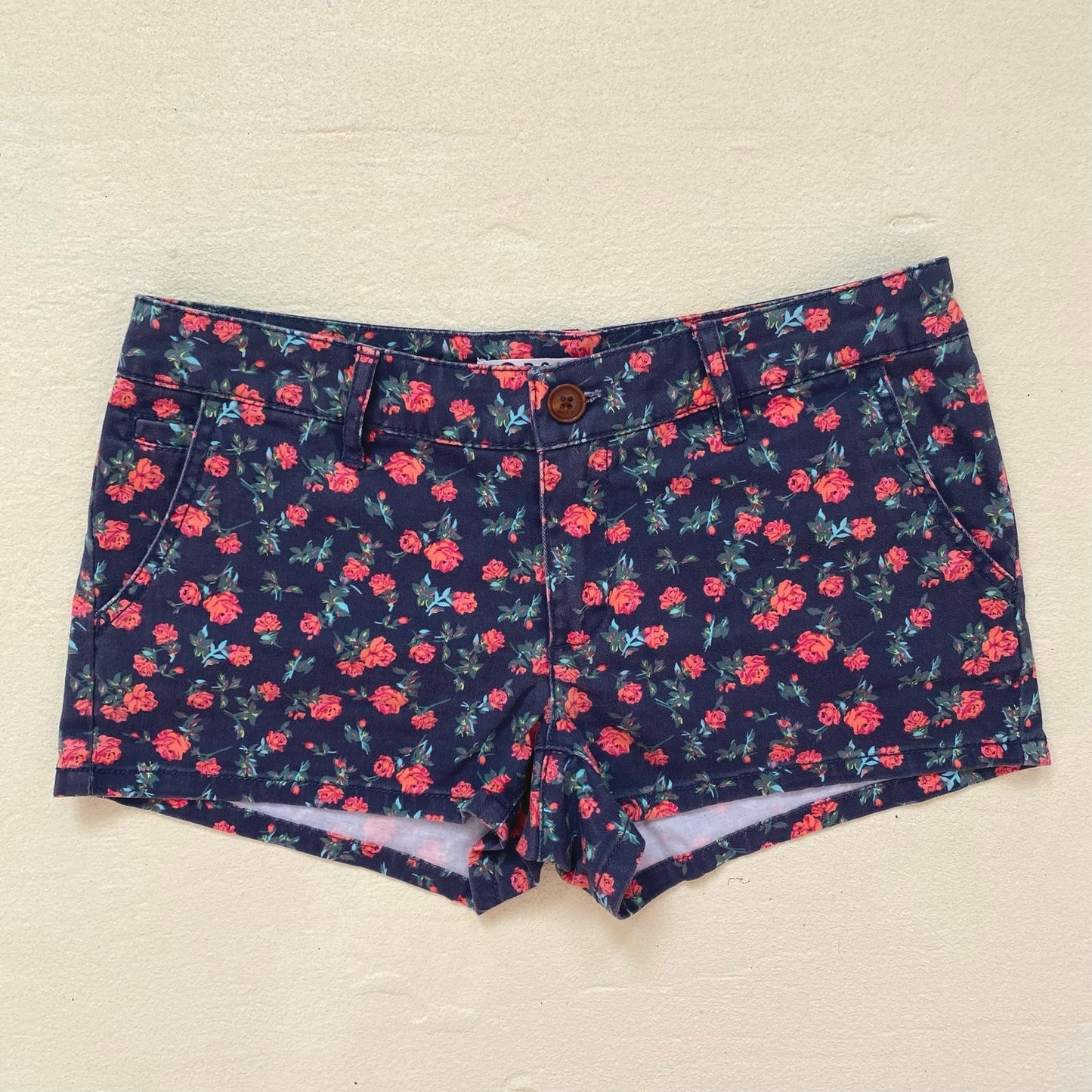 Secondhand Roxy Low Rise Floral Stretch Denim Shorts, Size Jr 3