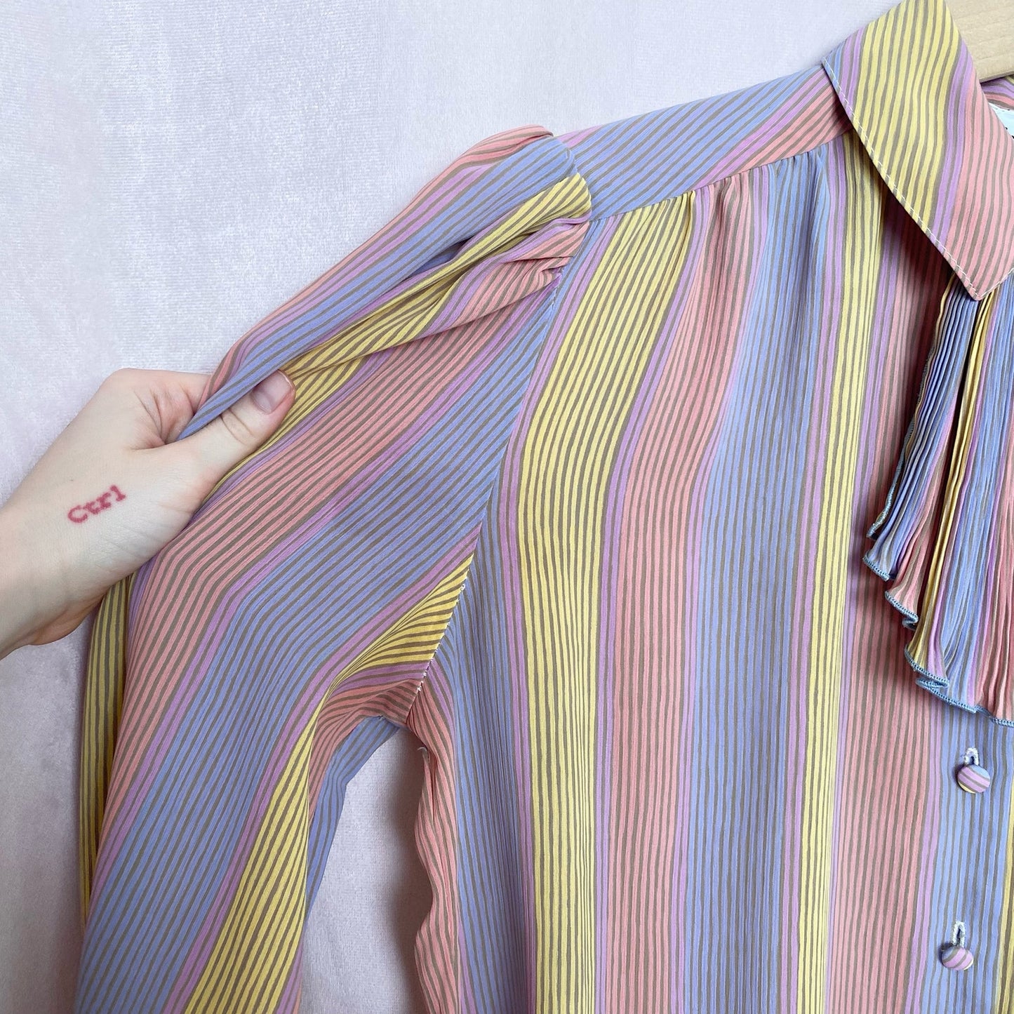 Vintage 70s Helen Fabrikant Stripe Button Up Blouse, Size M/L