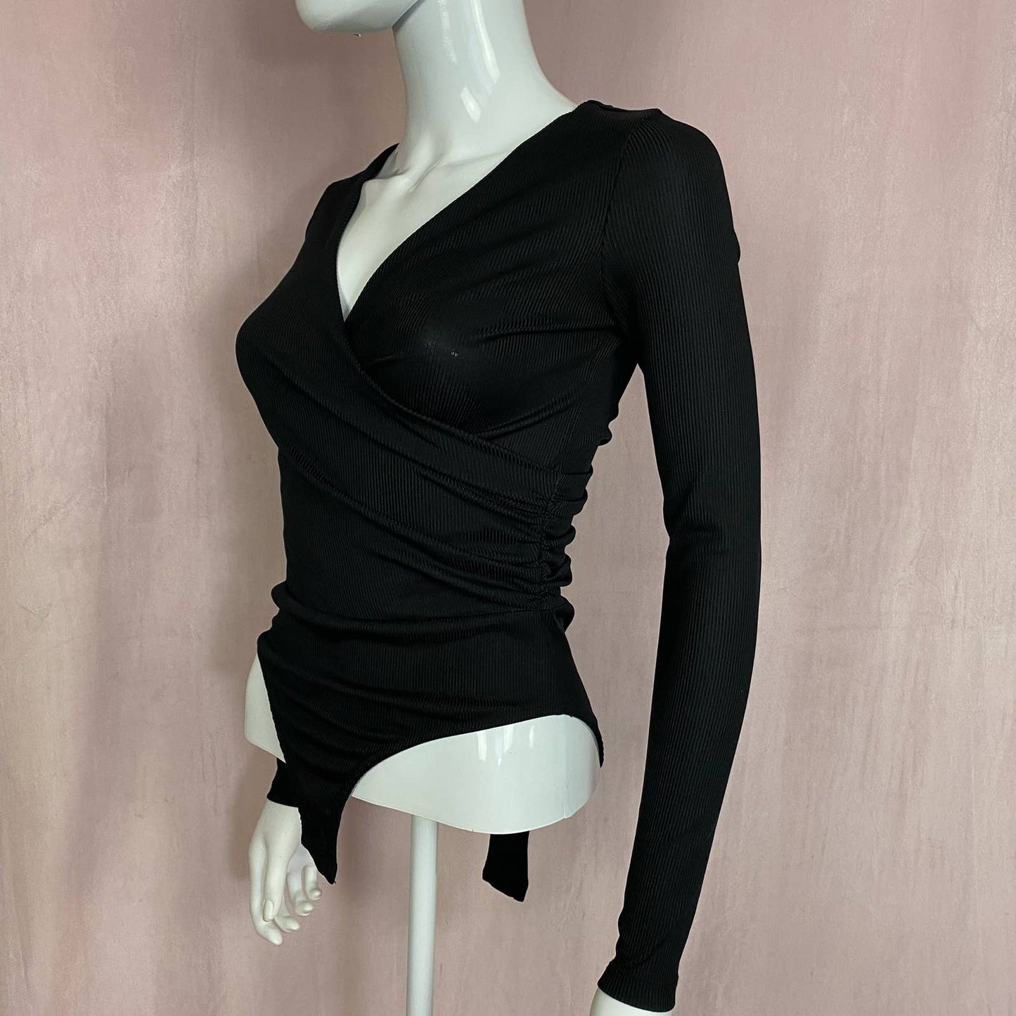Secondhand Topshop Long Sleeve Wrap Front Bodysuit, Size 4