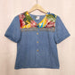 Vintage Lucia Petites Floral Dangly Beaded Denim Shirt, Size Small