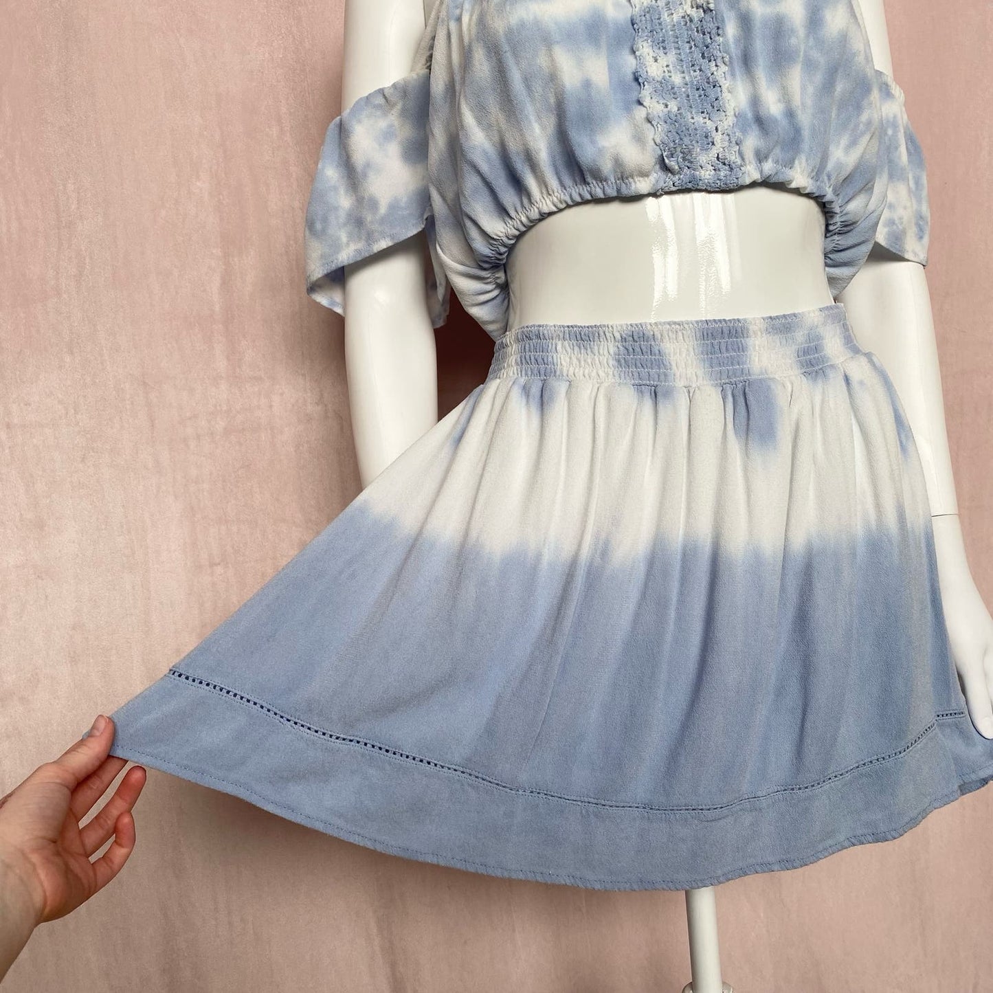 Reworked Ocean Drive Tie Dye Boho Skirt Set, Size S/M