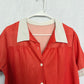 Vintage 60s Red Polka Dot Button Up Shirt, Size Large