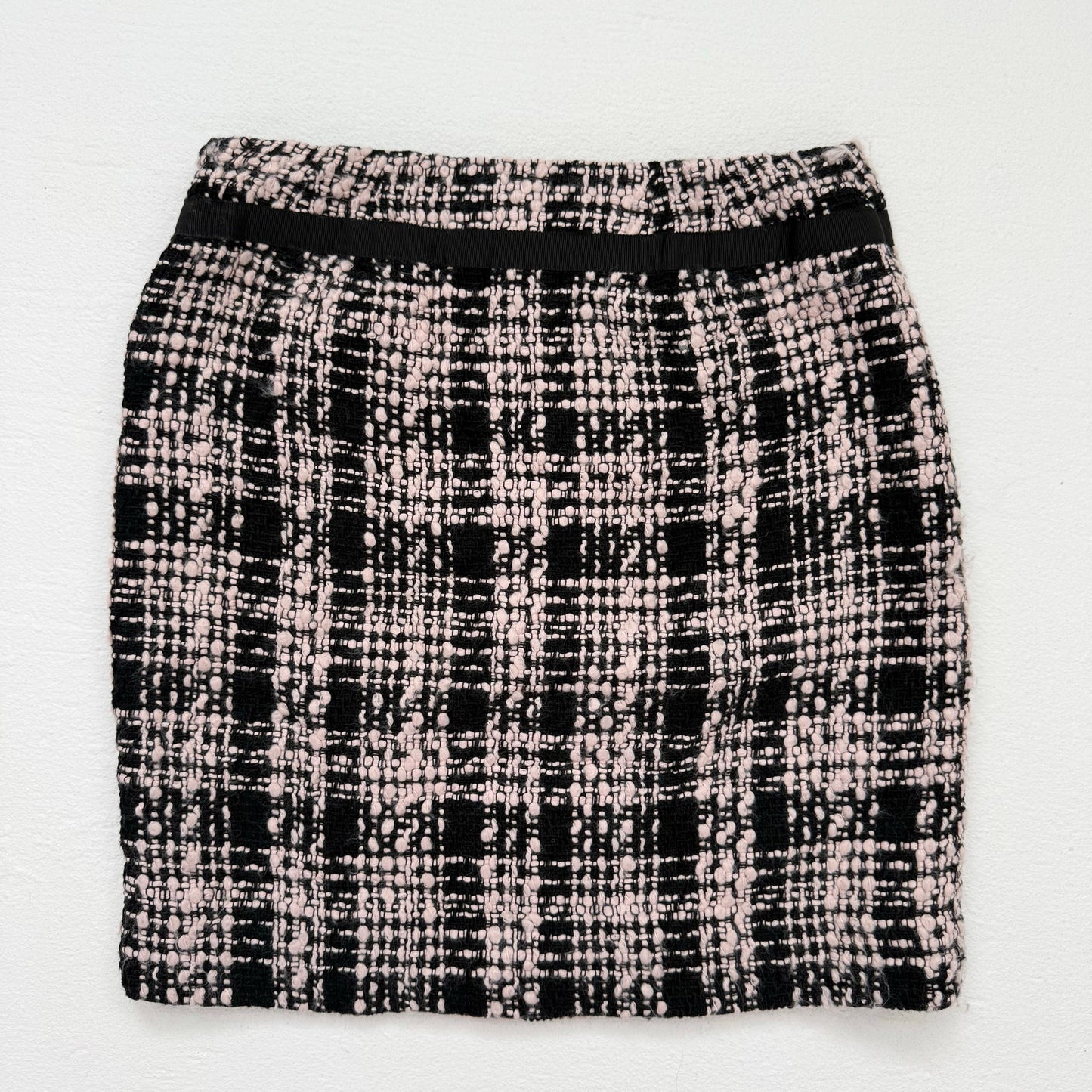 Secondhand Ann Taylor LOFT Tweed Tie Front Wool Mini Skirt, Size 0P