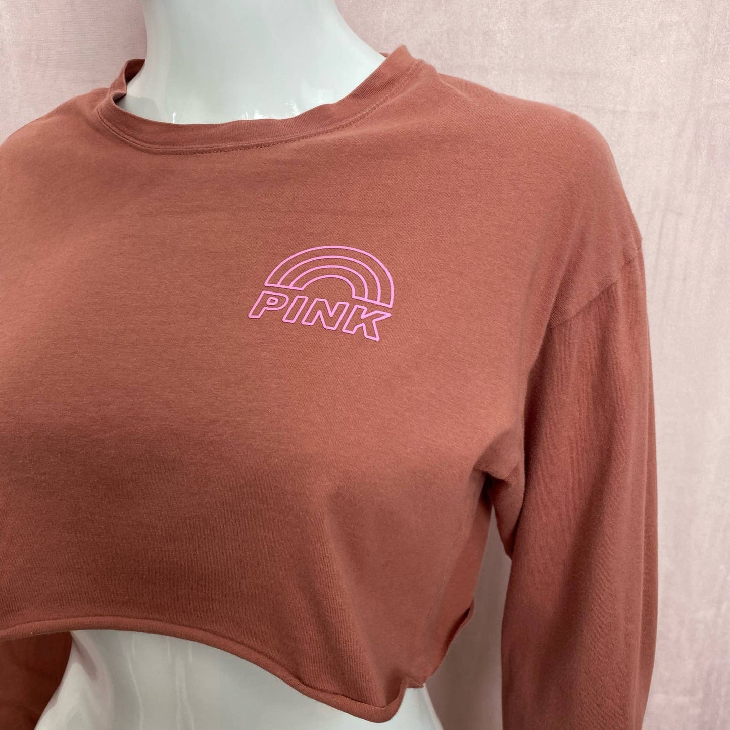 Reworked Victoria’s Secret PINK Crop Long Sleeve, Size XS