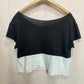 Reworked Half Full Distressed Crop Tee, Size Medium
