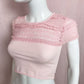 Reworked H&M Pink Lace Short Sleeve Crop Top, Size XS