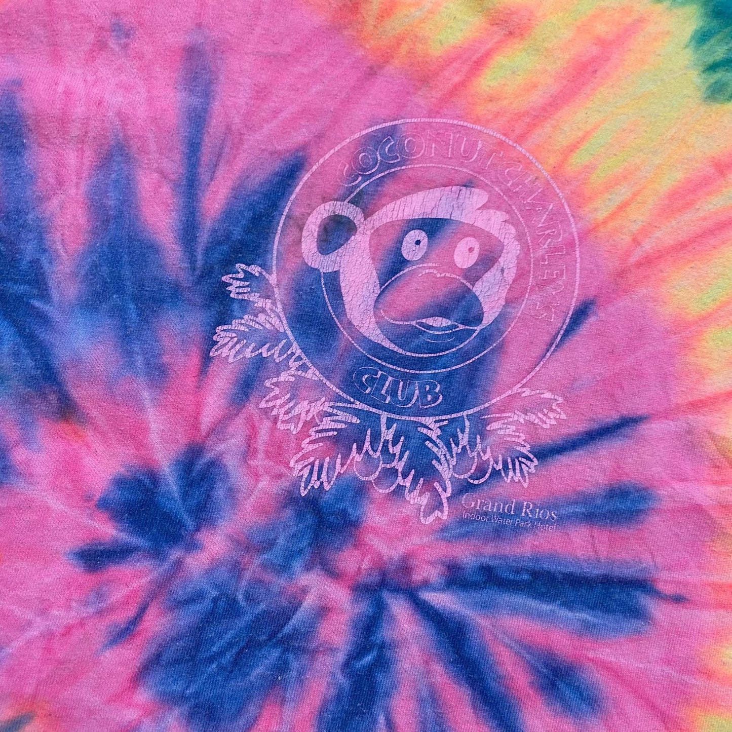 Vintage Coconut Charleys Club Neon Rainbow Tie Dye T-Shirt, Size XXL